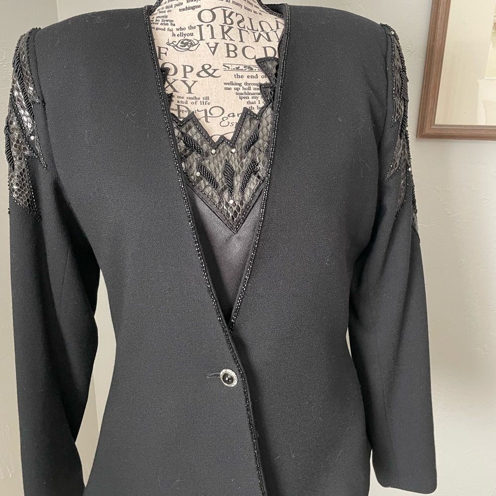 Nolan Miller Black Blazer with Lace Accents